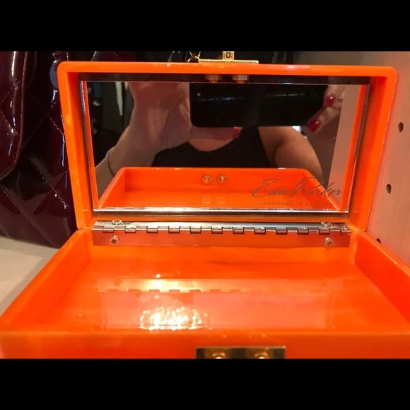 Edie Parker Orange and Brown Clutch - Picture 6 of 10